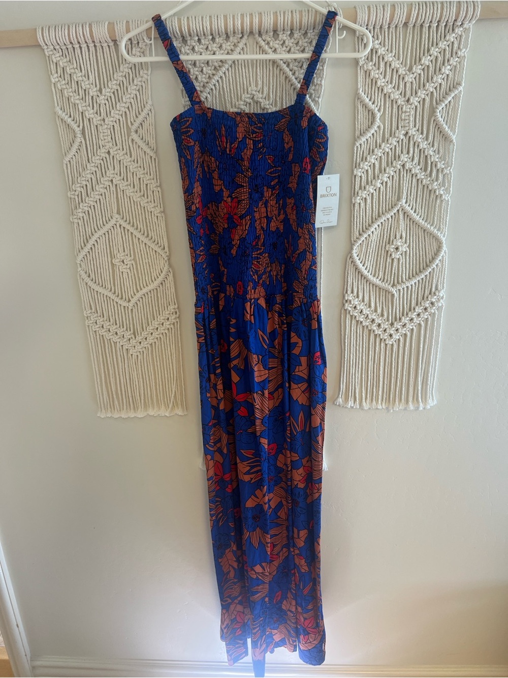 Brixton Blue and Terracotta Patterned Linen Dress